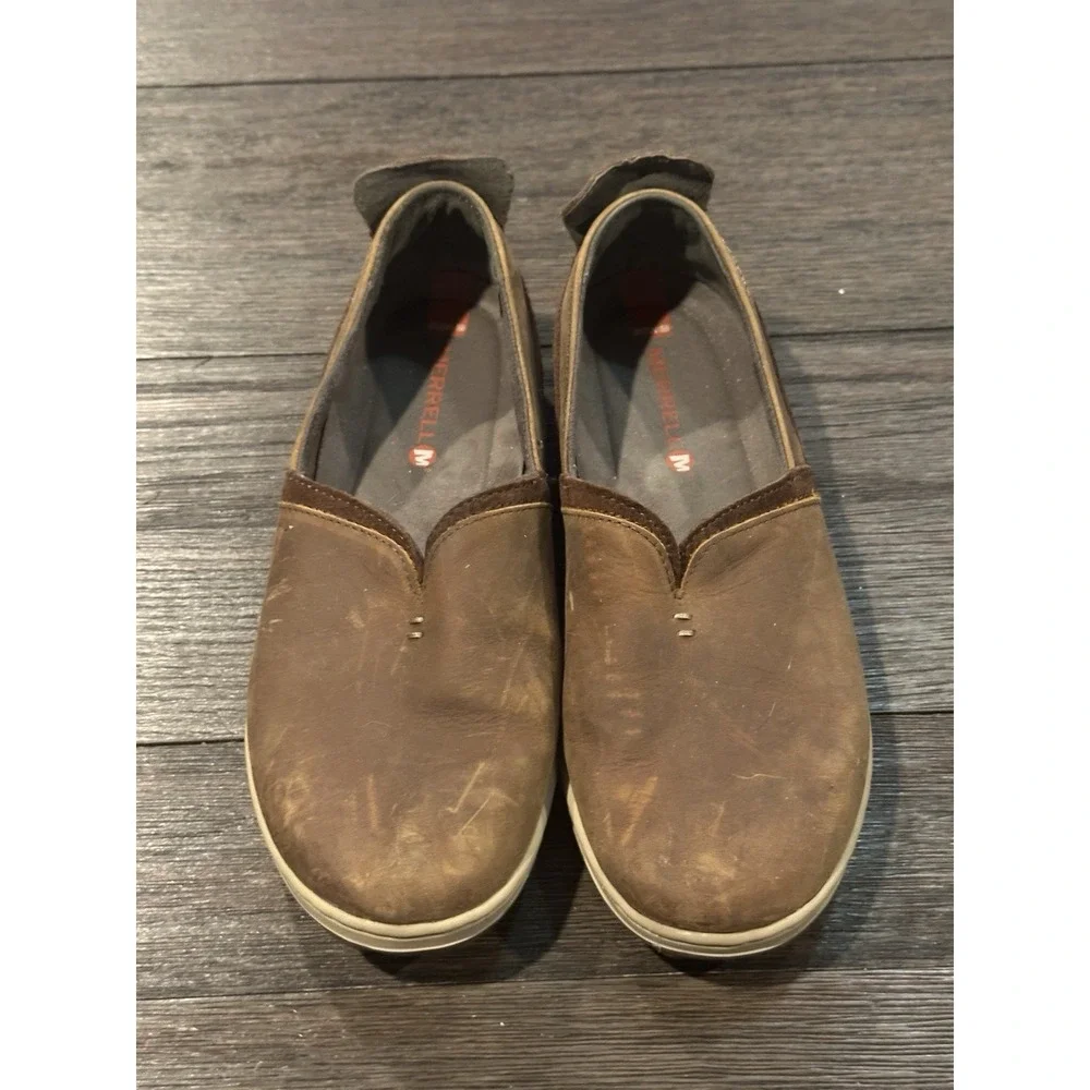 Merrell Ashland Shoes Womens Sz  9.5 Brown Leather Slip On Casual Comfort J42788